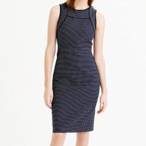 Jcrew Tipped Sheath Dress in Dotted Jacquard